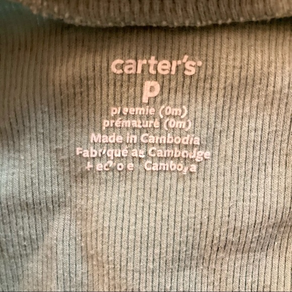 Carter’s Boys Footed Zip + Button Up Footed Pajamas Preemie 3 piece - Picture 10 of 16